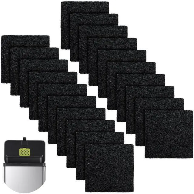 Main image of 20 Packs 3.15x3.15x0.32 Inch Odor Absorbing Filter Refills for EKO Trash Cans, Activated Charcoal Deodorizer Compatible with EKO Step & Touchless Garbage Cans with Built-in Filter Compartment