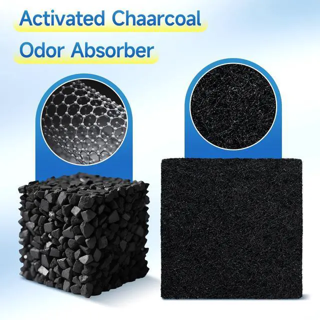 Alt view image 4 of 7 - 20 Packs 3.15x3.15x0.32 Inch Odor Absorbing Filter Refills for EKO Trash Cans, Activated Charcoal Deodorizer Compatible with EKO Step & Touchless Garbage Cans with Built-in Filter Compartment