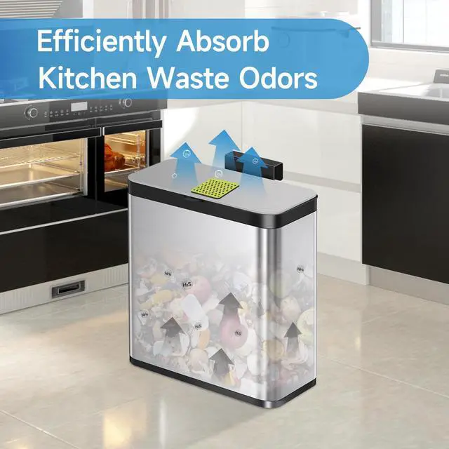 Alt view image 5 of 7 - 20 Packs 3.15x3.15x0.32 Inch Odor Absorbing Filter Refills for EKO Trash Cans, Activated Charcoal Deodorizer Compatible with EKO Step & Touchless Garbage Cans with Built-in Filter Compartment