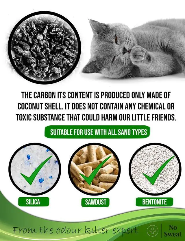 Alt view image 2 of 5 - Activated Carbon Cat Litter Odour Neutralizer-Made Of Coconut Shell-All Natural-No Chemical,Toxic Ingredients-Unscented-Planet Friendly-Economy Pack-500 GR- Packing May Vary