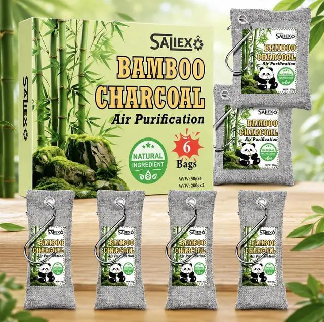 Main image of Bamboo Charcoal Bags-Odor Absorbent, Natural Odor Eliminator, 6 Pack (200g*2) (50 * 4)
