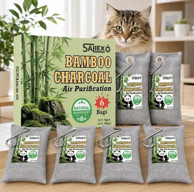 Alt view image 2 of 7 - Bamboo Charcoal Bags-Odor Absorbent, Natural Odor Eliminator, 6 Pack (200g*2) (50 * 4)