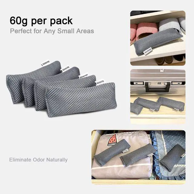 Alt view image 2 of 7 - 12 Pack Charcoal Shoe Deodorizer Bags inserts, Shoe Odor Eliminator,Drawer Deodorizers, Activated Charcoal Odor Absorber for Gym Bag, Car, Pet, Closet