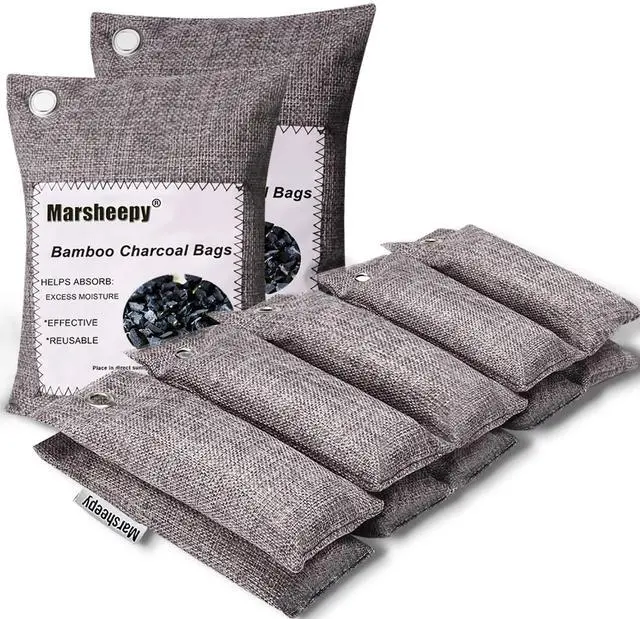 Main image of 12 Pack Bamboo Charcoal Shoe Deodorizer Bags, Activated Charcoal Odor Absorber, Bamboo Charcoal Air Purifying Bags, Odor Eliminator for Shoes, Pets, Car, Closet (150g X 2 and 50g x 10)