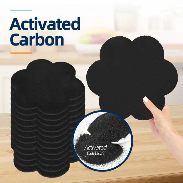 Alt view image 3 of 7 - 12pcs Trash Can Odor Absorbing Filters: Activated Charcoal Deodorizer Sheet for Kitchen Trash Can, Compost Bin, Diaper Pail, Garbage Can - Air Freshener - 6.7" Flower Shape