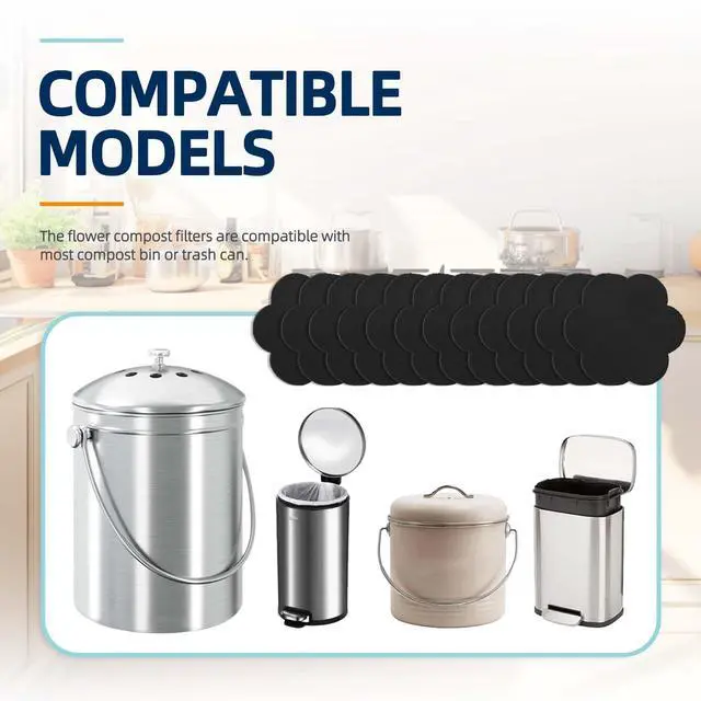 Alt view image 6 of 7 - 12pcs Trash Can Odor Absorbing Filters: Activated Charcoal Deodorizer Sheet for Kitchen Trash Can, Compost Bin, Diaper Pail, Garbage Can - Air Freshener - 6.7" Flower Shape