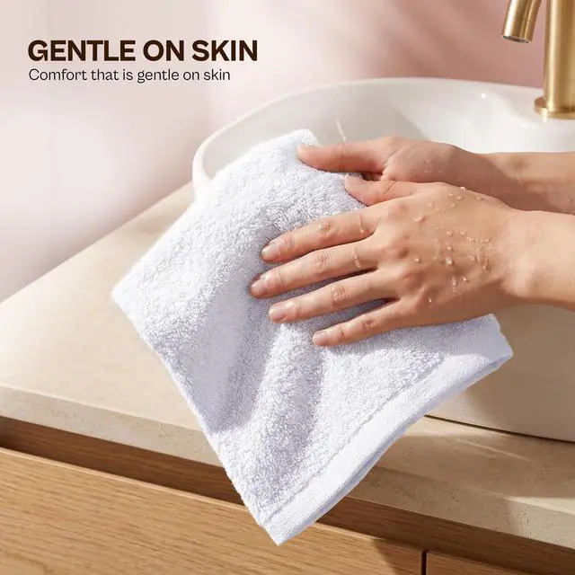 Alt view image 3 of 7 - 24 Pack Cotton Washcloths Set, 100% Ring Spun Cotton, Premium Quality Flannel Face Cloths, Highly Absorbent and Soft Feel Fingertip Towels, White