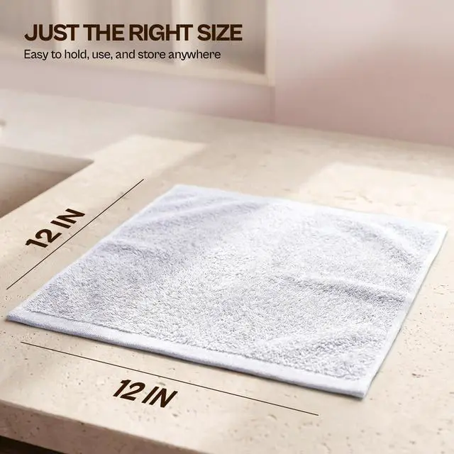 Alt view image 5 of 7 - 24 Pack Cotton Washcloths Set, 100% Ring Spun Cotton, Premium Quality Flannel Face Cloths, Highly Absorbent and Soft Feel Fingertip Towels, White