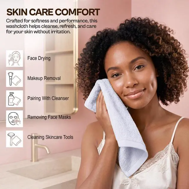Alt view image 7 of 7 - 24 Pack Cotton Washcloths Set, 100% Ring Spun Cotton, Premium Quality Flannel Face Cloths, Highly Absorbent and Soft Feel Fingertip Towels, White