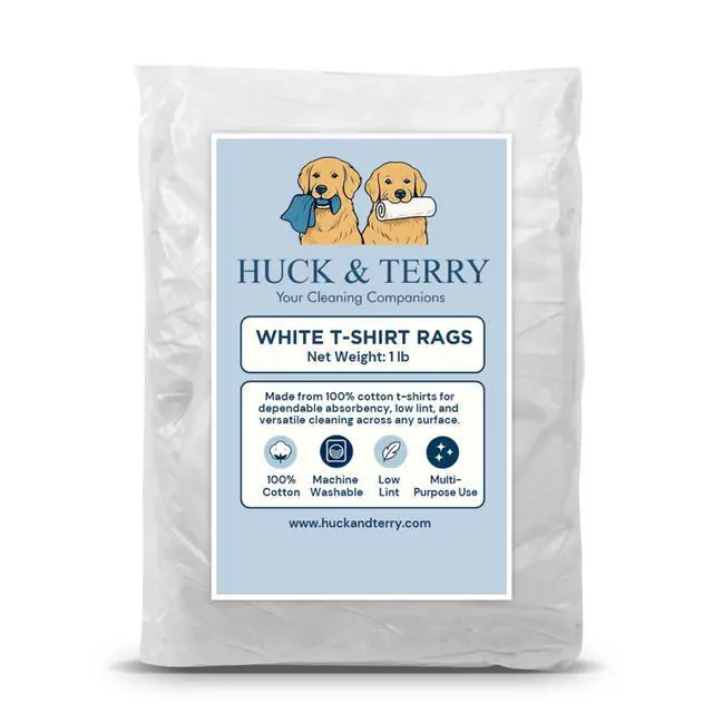 Alt view image 3 of 7 - Tshirt Bag of Rags White (1LB), New, 100% Cotton, Paint Rags and Multipurpose, Kitchen, Auto, Staining Cloth, Shop Towels Bulk, Lint Free Absorbent Washable 18 x 18 in
