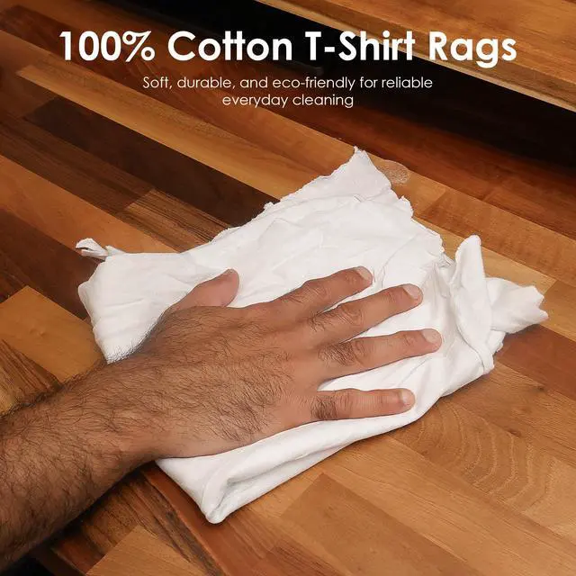 Alt view image 4 of 7 - Tshirt Bag of Rags White (1LB), New, 100% Cotton, Paint Rags and Multipurpose, Kitchen, Auto, Staining Cloth, Shop Towels Bulk, Lint Free Absorbent Washable 18 x 18 in