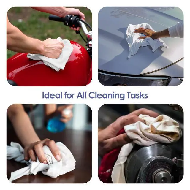 Alt view image 7 of 7 - Tshirt Bag of Rags White (1LB), New, 100% Cotton, Paint Rags and Multipurpose, Kitchen, Auto, Staining Cloth, Shop Towels Bulk, Lint Free Absorbent Washable 18 x 18 in