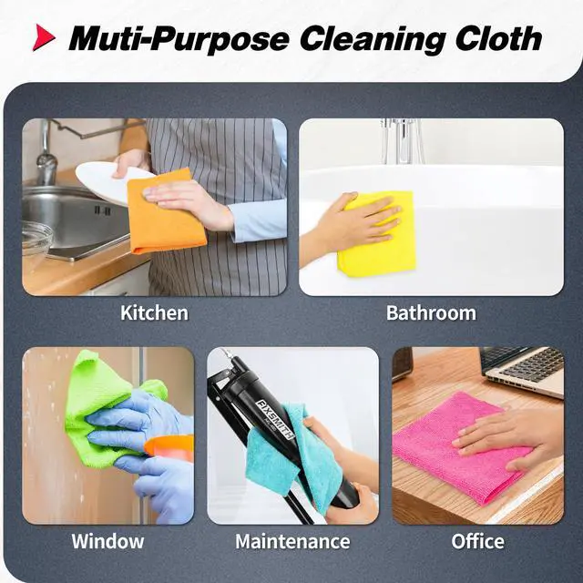 Alt view image 7 of 7 - Microfiber Cleaning Cloth, 100 Pack Shop Towels, Micro Fiber Cloth for Cleaning Car, All-Purpose Absorbent Cleaning Rags for Housekeeping, Dust Cloth for Office, Car Wash Towels, 12inx12in