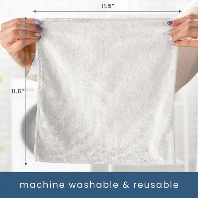 Alt view image 6 of 7 - Microfiber Cleaning Cloth, 50 Pack, 11.5" x 11.5", White