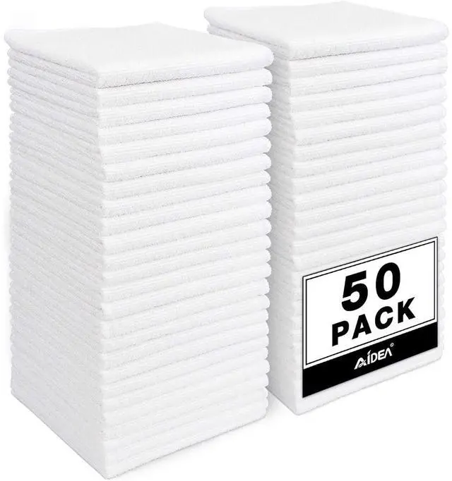 Main image of White Microfiber Cleaning Cloth, 50PK, Cleaning Rags 11.5"x 11.5"