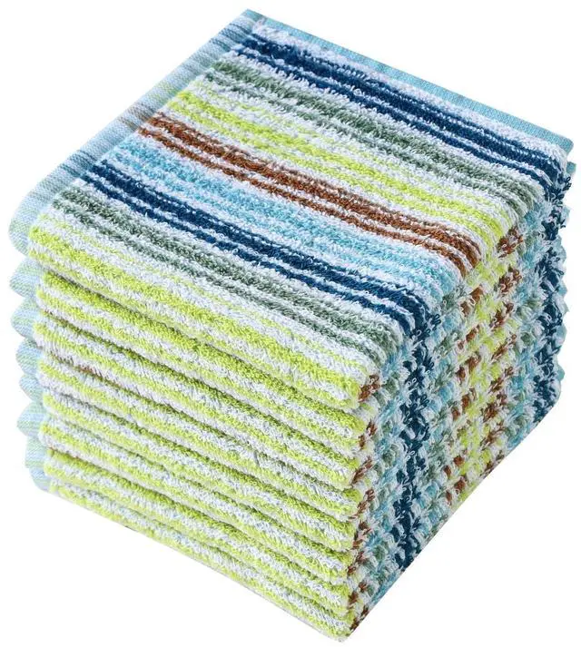 Main image of Kitchen Dishcloths for Washing Dishes, Ultra Absorbent Dish Rags, Cotton Cleaning Cloths Pack of 8, 12x12 Inches (mix-1, 12x12 inch)