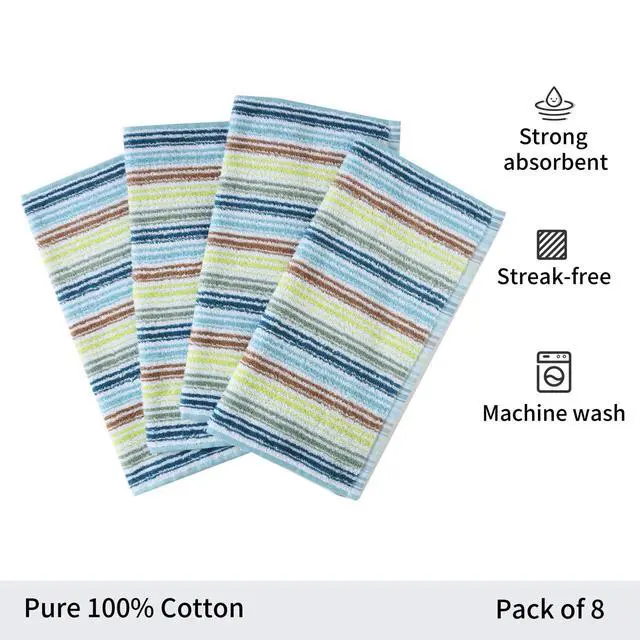 Alt view image 4 of 7 - Kitchen Dishcloths for Washing Dishes, Ultra Absorbent Dish Rags, Cotton Cleaning Cloths Pack of 8, 12x12 Inches (mix-1, 12x12 inch)
