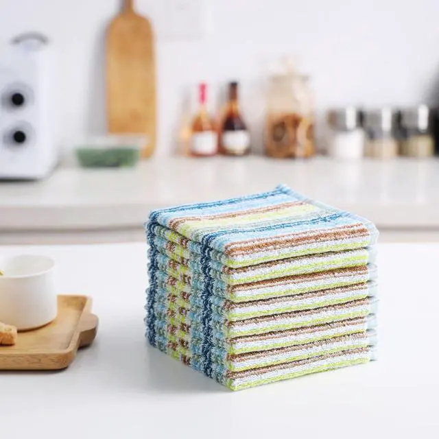 Alt view image 6 of 7 - Kitchen Dishcloths for Washing Dishes, Ultra Absorbent Dish Rags, Cotton Cleaning Cloths Pack of 8, 12x12 Inches (mix-1, 12x12 inch)