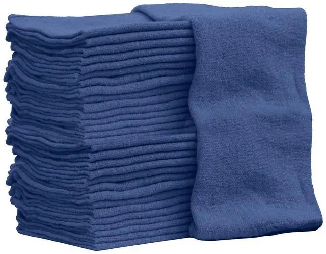 Main image of Shop Towels 50 Pack Cotton Rags Size 14"x14" Commercial Grade (50 Pack, Blue)