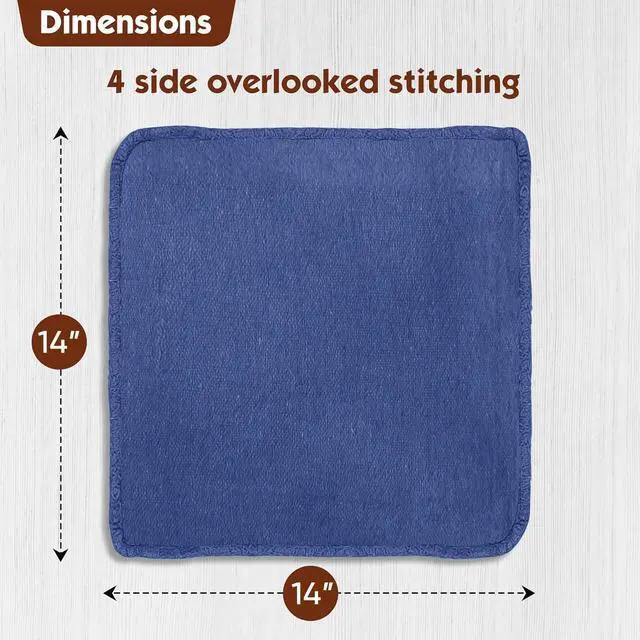 Alt view image 2 of 7 - Shop Towels 50 Pack Cotton Rags Size 14"x14" Commercial Grade (50 Pack, Blue)