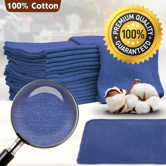 Alt view image 3 of 7 - Shop Towels 50 Pack Cotton Rags Size 14"x14" Commercial Grade (50 Pack, Blue)