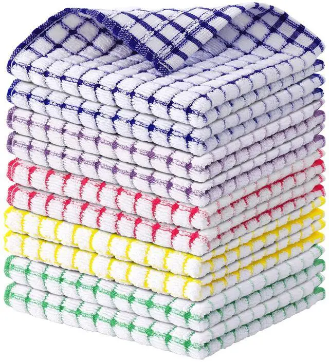 Main image of Cotton 10 Pack Terry Kitchen Dish Cloths, Mixed Color