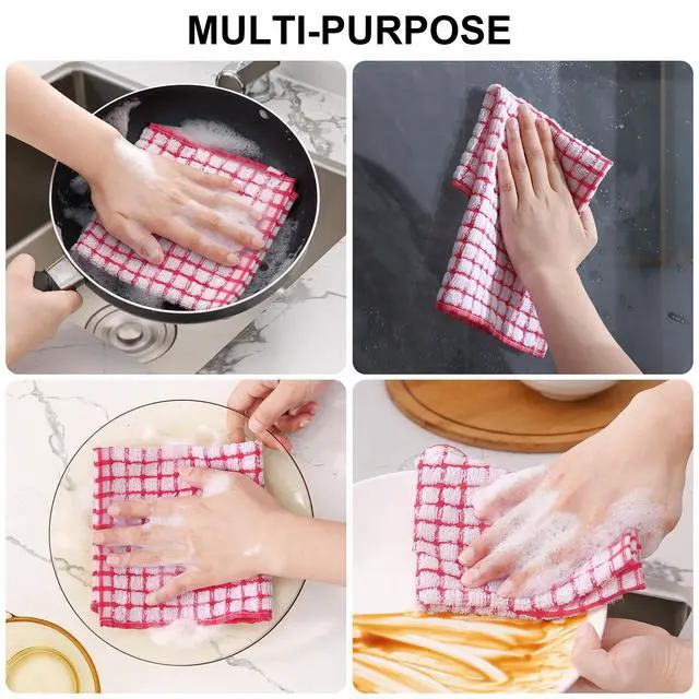 Alt view image 5 of 7 - Cotton 10 Pack Terry Kitchen Dish Cloths, Mixed Color