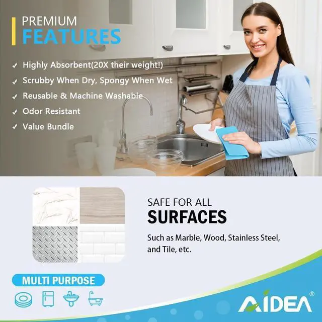 Alt view image 2 of 7 - Swedish Dishcloths for Kitchen-10PK, Reusable Paper Towels 7" x 6"