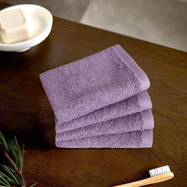 Alt view image 3 of 5 - Highly Absorbent, Fast Drying 100% Cotton Washcloths for Bathroom and Face, Machine Washable, 12 x 12 in, Petal Pink, Lavender, White, 24-Pack