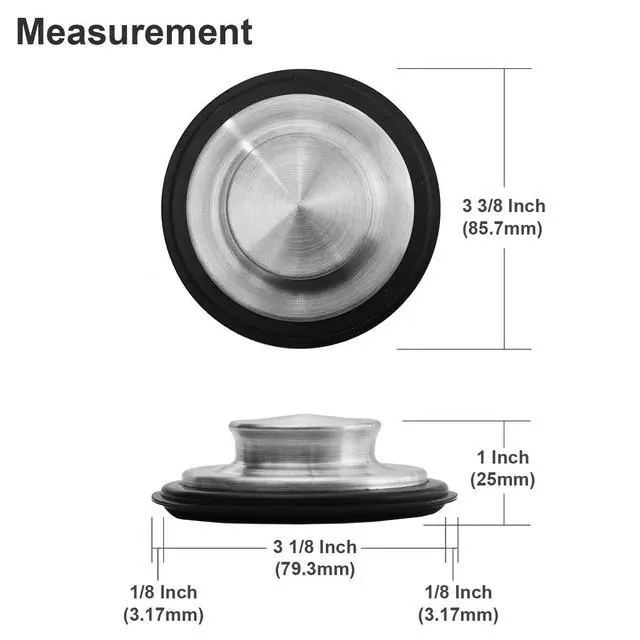 Alt view image 2 of 4 - 3 3/8 inch (8.57 cm) - Kitchen Sink Stopper Stainless Steel Garbage Disposal Plug Fits Standard Kitchen Drain Size of 3 1/2 inch (3.5") Diameter