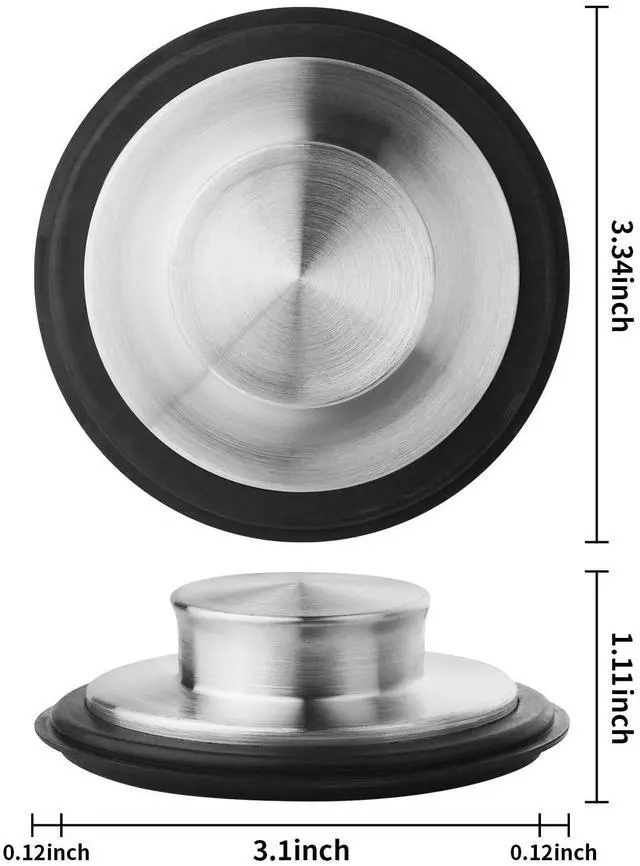 Alt view image 2 of 7 - 2PCS 3.34" Stainless Steel Kitchen Sink Stopper for 3-1/2" Drains