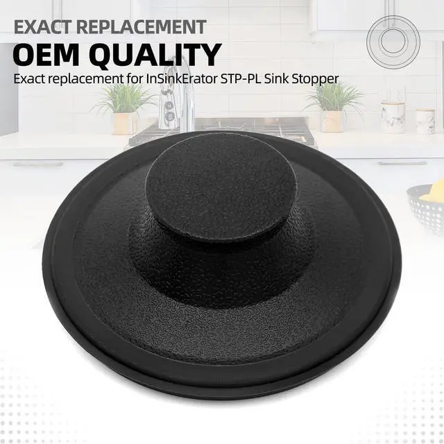 Alt view image 2 of 6 - (2 Pack) Exact Replacement for InSinkErator STP-PL/STPPL Black Rubber Sink Stopper for Garbage Disposal Compatible with Standard 3-1/2" Drains from Kohler, Waste King, Whirlpool, and More