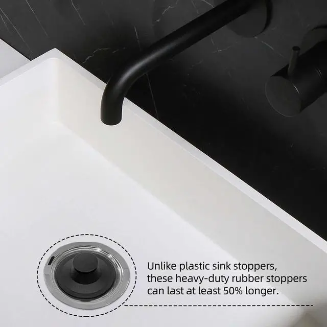 Alt view image 6 of 6 - (2 Pack) Exact Replacement for InSinkErator STP-PL/STPPL Black Rubber Sink Stopper for Garbage Disposal Compatible with Standard 3-1/2" Drains from Kohler, Waste King, Whirlpool, and More
