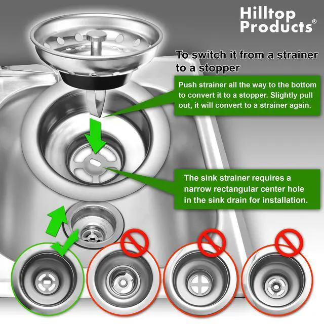 Alt view image 2 of 6 - 2 Pack Kitchen Sink Strainer and Stopper Combo Basket Replacement