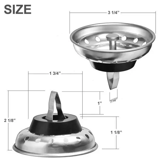Alt view image 3 of 6 - 2 Pack Kitchen Sink Strainer and Stopper Combo Basket Replacement
