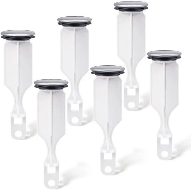 Main image of 2 Hole Pop Up Stoppers, Chrome Bathroom Sink Stopper fits Most Pop Up Drain Design, 4-1/2 Inch Tall, 1-3/8 Inch Cap Diameter, with Gasket Seal, Compatible with PF WaterWorks PF0240 (6 Pack)