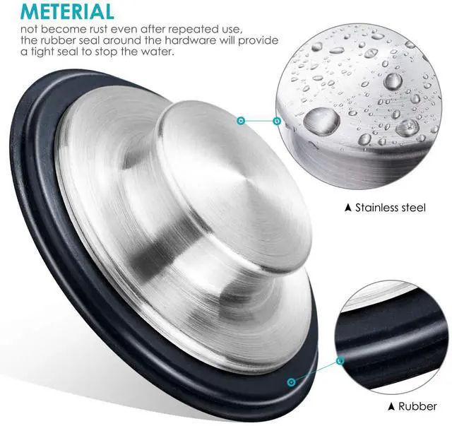 Alt view image 3 of 7 - 2PCS Kitchen Sink Stopper - Stainless Steel, Large Wide Rim 3.35" Diameter