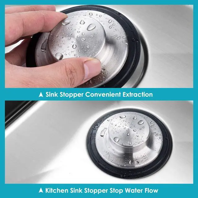 Alt view image 4 of 7 - 2PCS Kitchen Sink Stopper - Stainless Steel, Large Wide Rim 3.35" Diameter