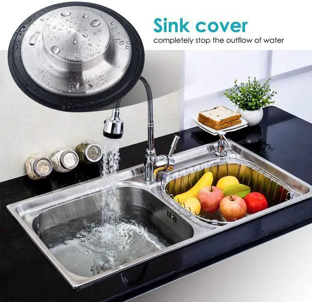 Alt view image 5 of 7 - 2PCS Kitchen Sink Stopper - Stainless Steel, Large Wide Rim 3.35" Diameter