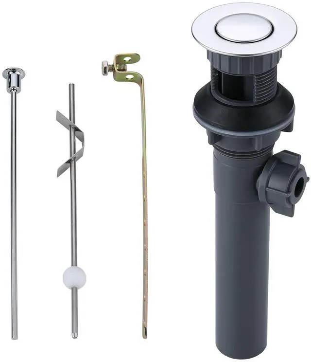 Main image of Bathroom Sink Drain with Lift Rod, Sink Drain with Overflow, Chrome Drain Stopper for Vessel Sink