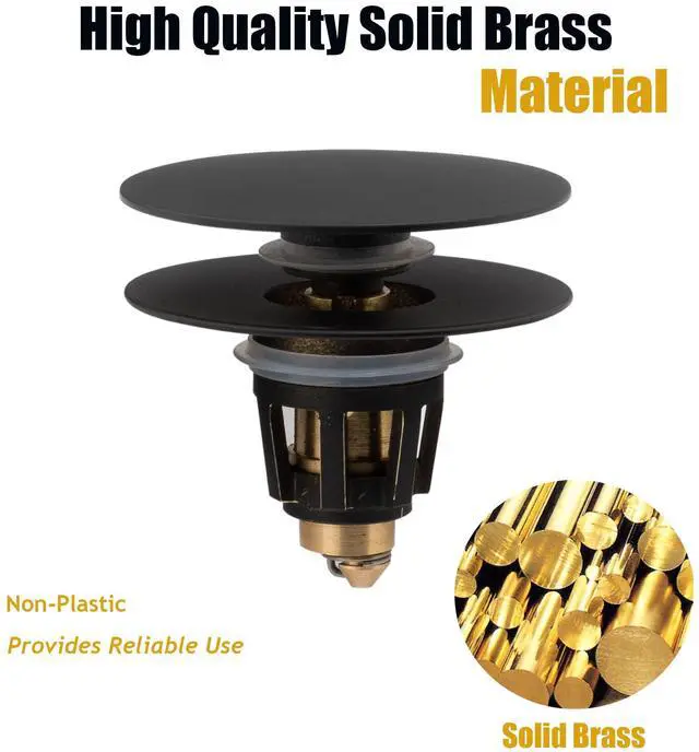 Alt view image 7 of 7 - Universal Bathroom Sink Drain Stopper, Fits Most Pop-Up Drains for Vessel Sink Lavatory Vanity, Sink Drain Strainer with Detachable Hair Catcher, Tested by Plumber in US (MATT Black)