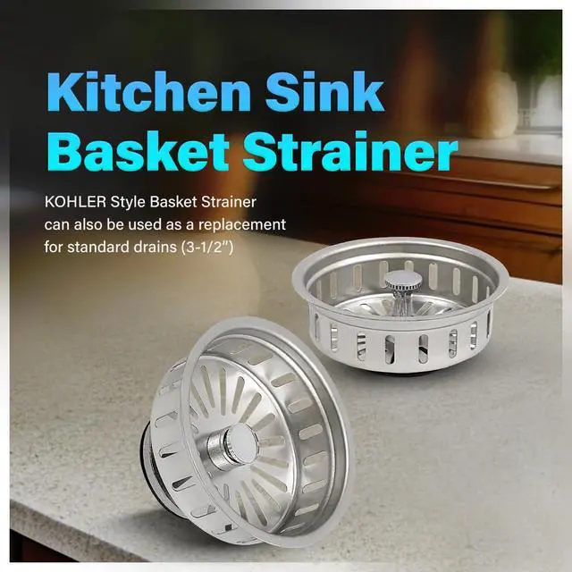 Alt view image 2 of 7 - 97353 Kitchen Sink Basket Strainer Replacement for Kohler Style Drains Stainless Steel Stopper (Can Vary in 2 Styles), 3.5" (Pack of 1)
