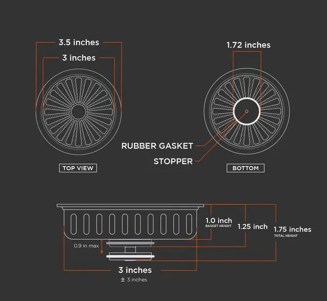 Alt view image 3 of 7 - 97353 Kitchen Sink Basket Strainer Replacement for Kohler Style Drains Stainless Steel Stopper (Can Vary in 2 Styles), 3.5" (Pack of 1)