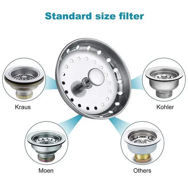 Alt view image 5 of 7 - Kitchen Sink Drain Strainer 6 Pack Stainless Steel Sink Stopper, Anti-Clogging Kitchen Sink Drain Basket for Kitchen Sink Strainer Replacement Set