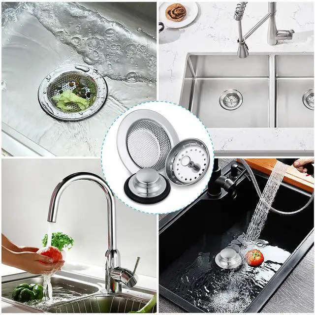 Alt view image 6 of 7 - Kitchen Sink Drain Strainer 6 Pack Stainless Steel Sink Stopper, Anti-Clogging Kitchen Sink Drain Basket for Kitchen Sink Strainer Replacement Set