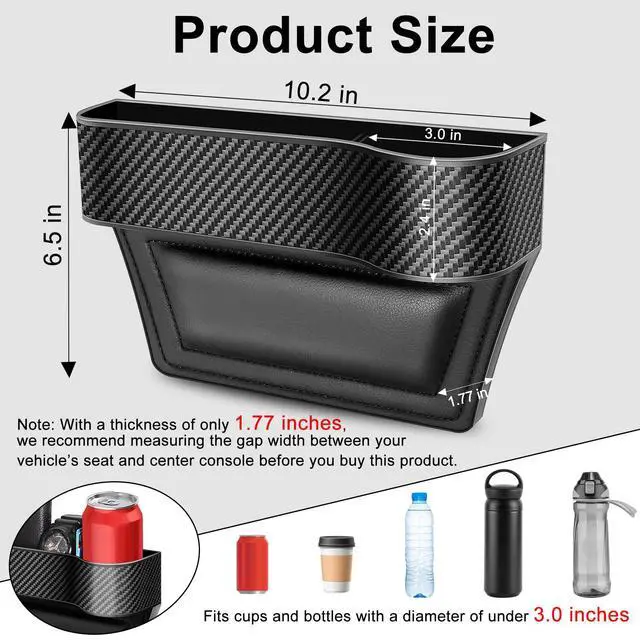 Alt view image 4 of 7 - Car Seat Gap Filler Organizer, 2 Pack Car Console Organizer with Cup Holder