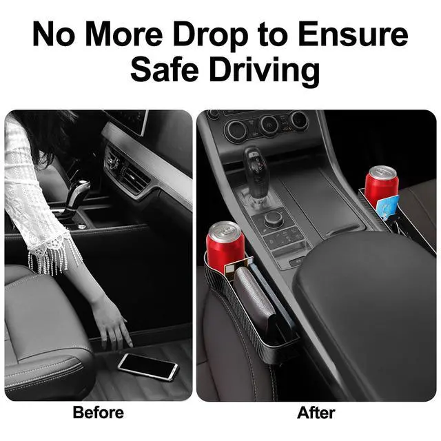 Alt view image 5 of 7 - Car Seat Gap Filler Organizer, 2 Pack Car Console Organizer with Cup Holder