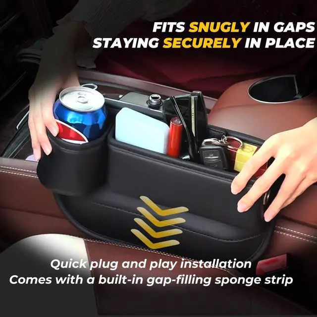 Alt view image 5 of 7 - Anti-Drop Car Seat Gap Filler Organizer, Premium Leather Console Organizer, Easy Access to Phone/Keys, Universal Fit for Car SUV Truck Multi-Purpose Essentials Organizer(2PC)