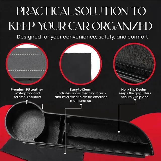 Alt view image 2 of 7 - Car Seat Gap Filler Organizer 2 Pack, Accessory Tray