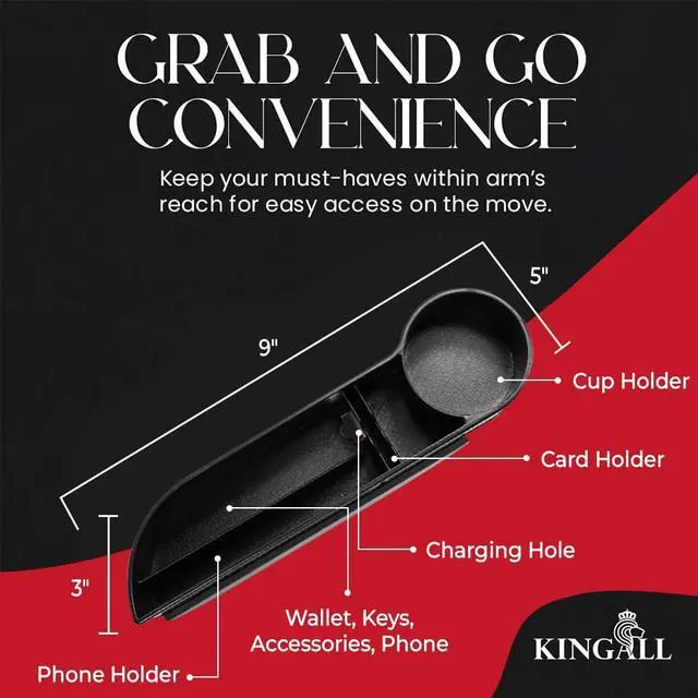 Alt view image 3 of 7 - Car Seat Gap Filler Organizer 2 Pack, Accessory Tray